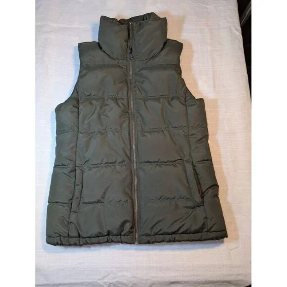 Old Navy Frost Free Fleece Lined Full Zip Quilted Puffer Vest Green Sz XS C10 - Picture 3 of 8